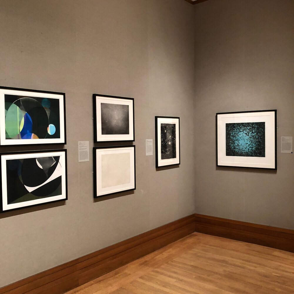 Visitors viewing Lesley Schiff works in a museum gallery